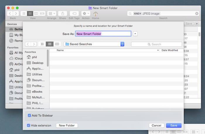 The default location for saving is Saved Searches.