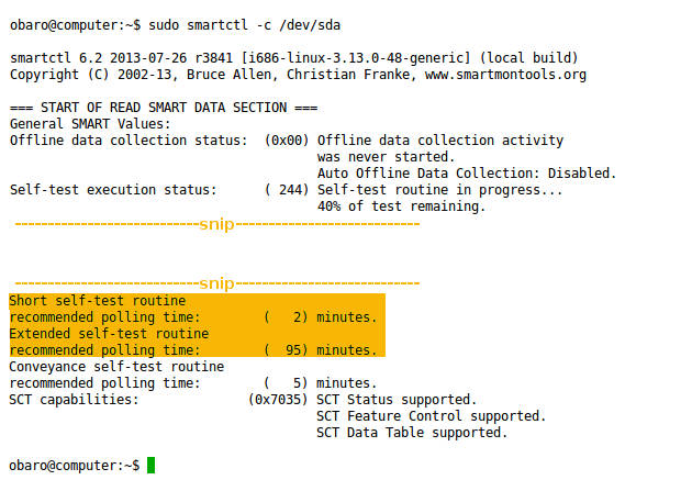 View the SMART capabilities of the drive.