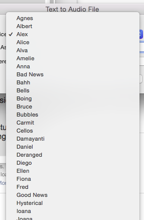 Choose a voice; Alex is the most natural.