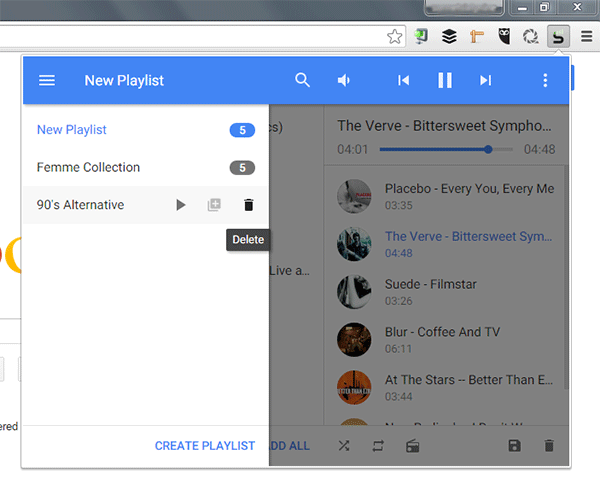 Your playlists, along with the number of songs on them.