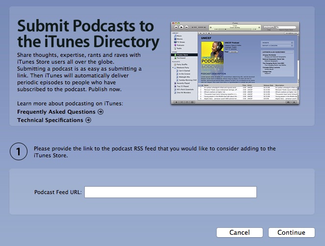 Submit your URL or your XML file to Apple.