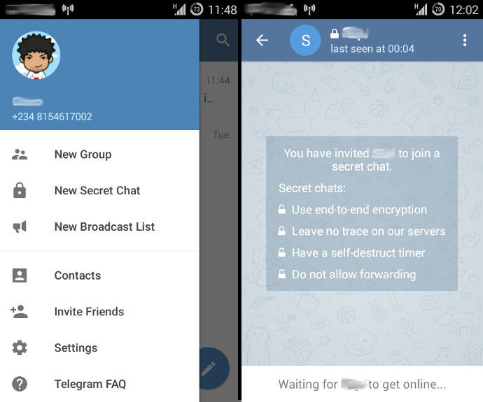 Telegram Secret Chats feature.