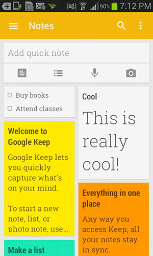 Google Keep Android app Google Keep Android app