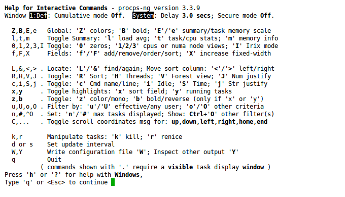 Access the help screen.