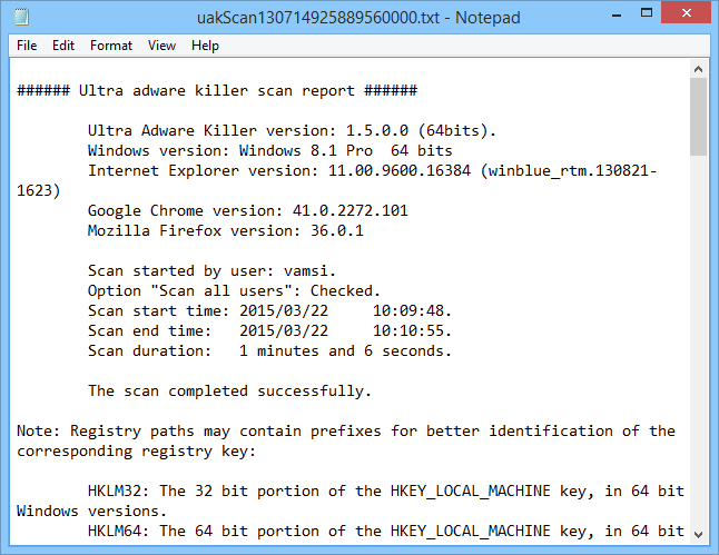 The log will open in Windows Notepad.