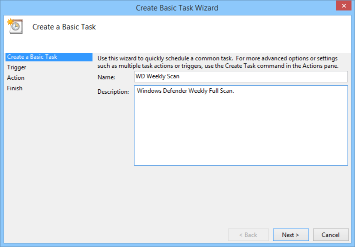 Enter a meaningful name and description.
