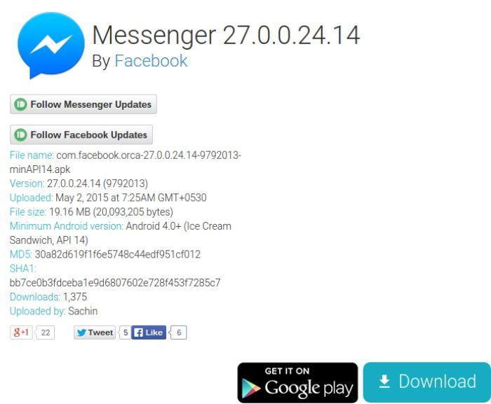 Messenger 27.0.0.24.14 APK Download via APKMirror
