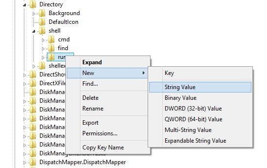 Choose New and select String Value. Choose New and select String Value.
