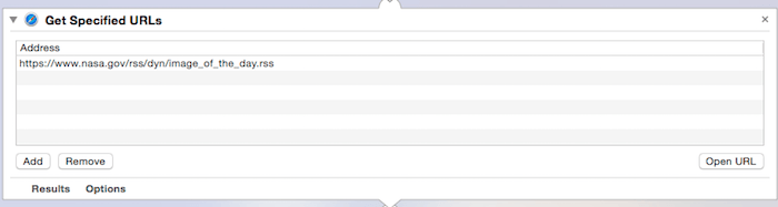 Add a Get Specified URLs action and give it the URL.