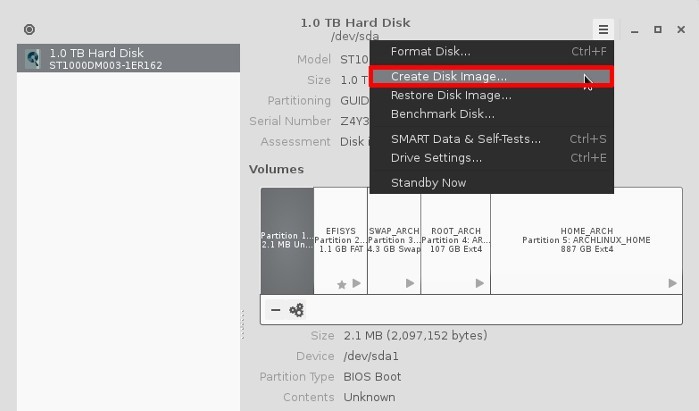 Create Disk Image via Gnome Disk Utility. Create Disk Image via Gnome Disk Utility.