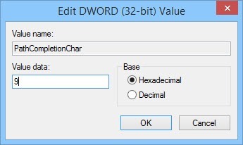 Enter the value data as '9' for TAB key.