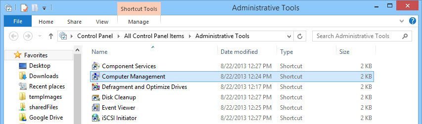 Select the option Computer Management.