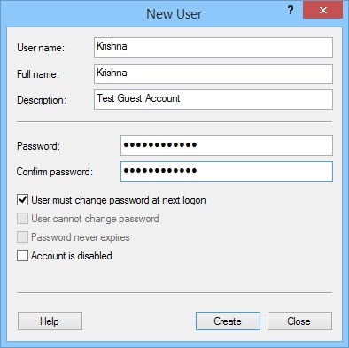 Create a new user account.