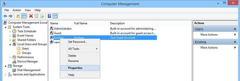 Manage the newly created or all the existing user accounts.