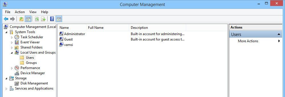Here is where all your user accounts are listed.
