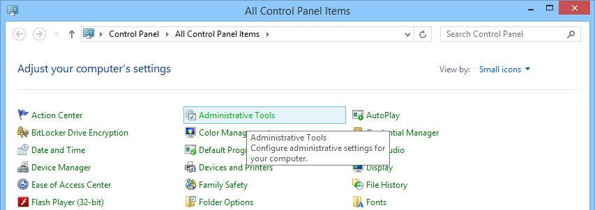 Find and click on the 'Administrative Tools' option.