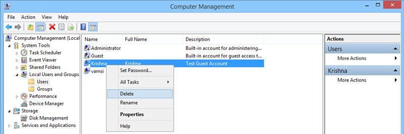 Delete a user account.