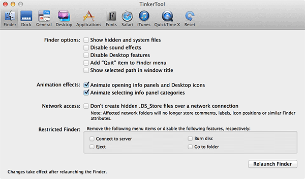 You should see numerous configuration options.