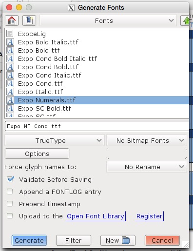 Generate the font. Generate the font.