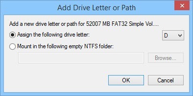 Select the drive letter from the drop-down menu.