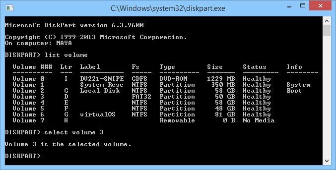 Select the volume you want to hide.