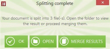 Splitting process complete. Splitting process complete.