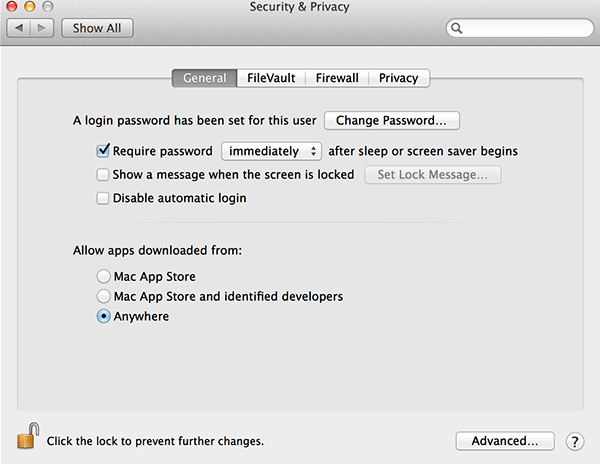 Select 'Require password immediately after sleep or screen saver begins.'