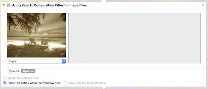 Drag in a 'Apply Quartz Composition Filter to Images' action.