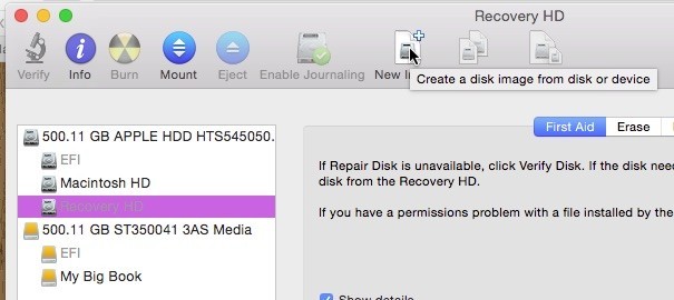 Select the Recovery HD partition. Select the Recovery HD partition.