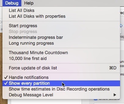 Go to Debug -> Show every partition. Go to Debug -> Show every partition.