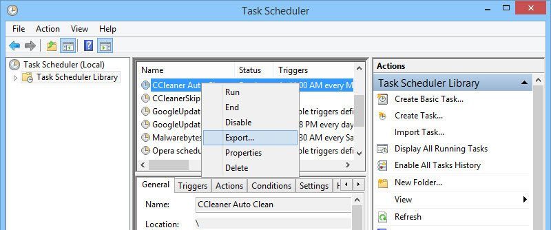 Right-click on the task and select the option 'Export.'