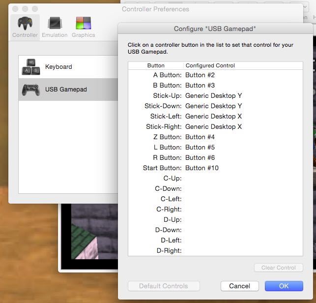 N64 configure USB gamepad.