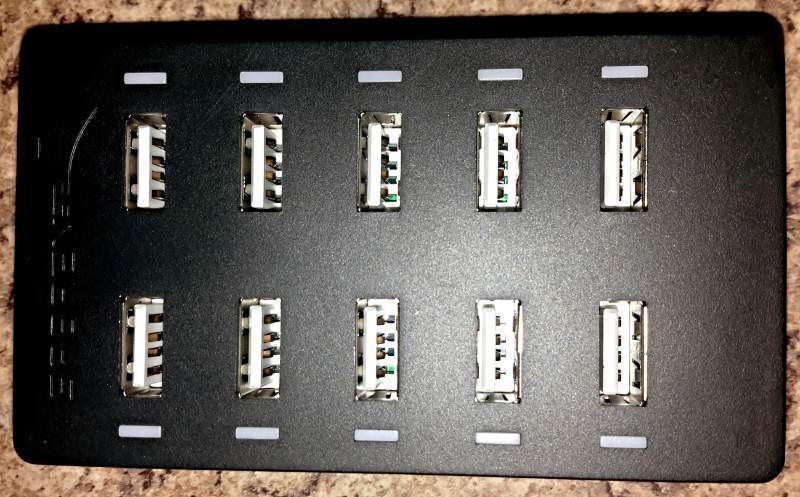 Sabrent 10-Port USB Charger - top view