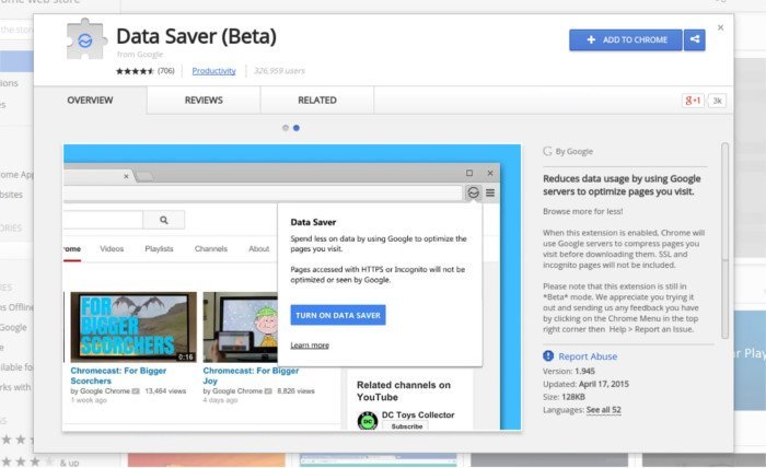 Download the Chrome Data Saver extension. Download the Chrome Data Saver extension.