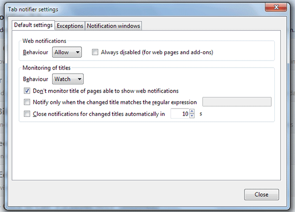 You can change the number of seconds the pop up boxes appear.