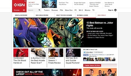 IGN website after using uBlock.