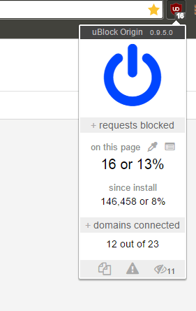 uBlock's on-page interface