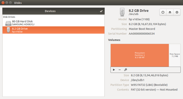 Click the Stop (or Unmount partition) icon.