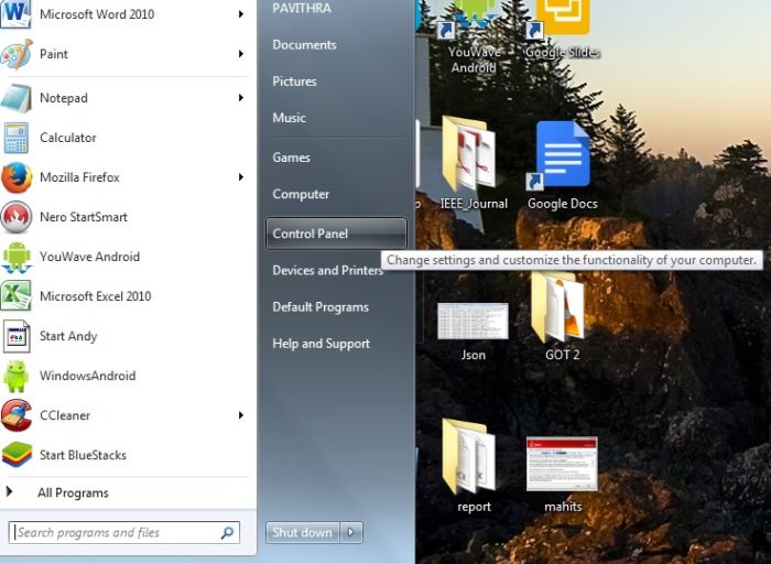 Click on 'Start' and proceed to 'Control Panel.' Click on 'Start' and proceed to 'Control Panel.'