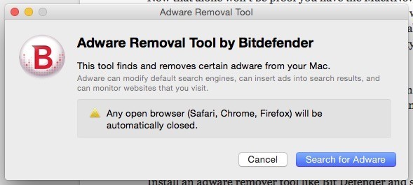 Adware removal tool by Bitdefender.