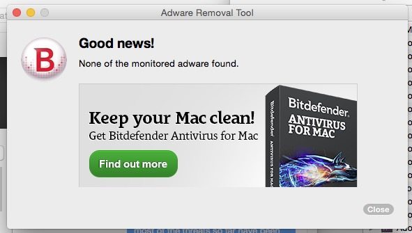 Adware scanner results.