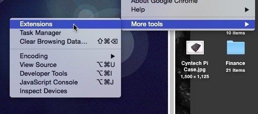 Go to extensions in Chrome.