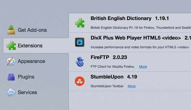 Add-ons in Firefox.