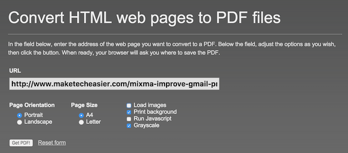 HTML to PDF website.