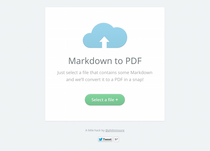 Markdown to PDF website.