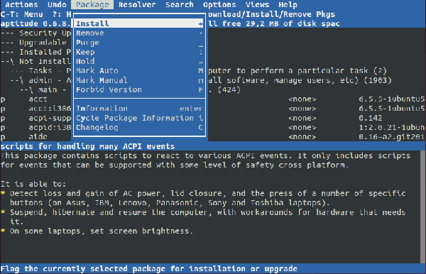Aptitude terminal application Aptitude terminal application