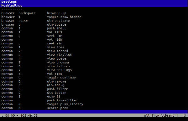 cmus key bindings cmus key bindings