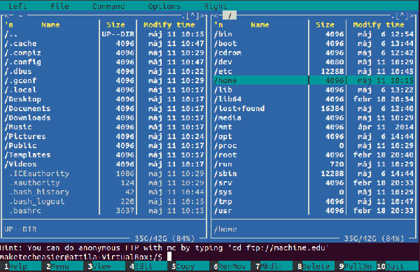 Midnight Commander terminal application Midnight Commander terminal application