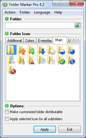 Folder Marker home screen.