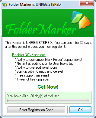 Folder Marker has a 30-day trial after which you must register.
